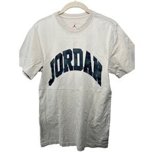 Jordan men's XS tan tee shirt with green/blue& pink plaid court ready teen